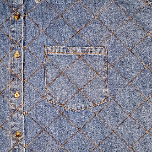 Entro Quilted Denim Button Up Shirt Women’s Western Vintage Vibe Casual S - Picture 12 of 12